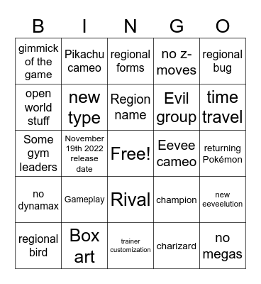 Scarlet & Violet trailer hype Bingo Card