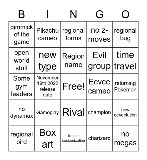 Scarlet & Violet trailer hype Bingo Card