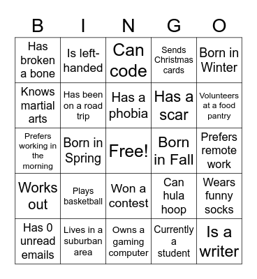 Ice Breaker Bingo Card