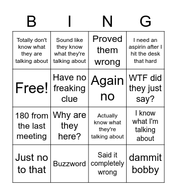 Sales Meeting Bingo Card