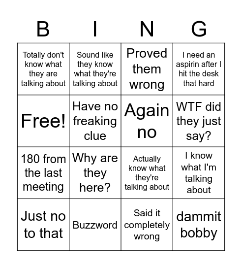 Sales Meeting Bingo Card