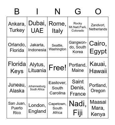 P2 World Tour Bingo Card