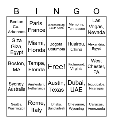 P4 World Tour Bingo Card