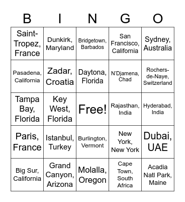 P5 World Tour Bingo Card