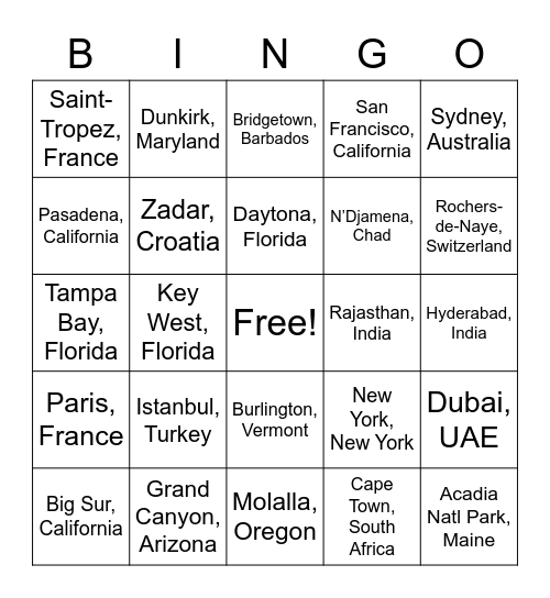 P5 World Tour Bingo Card