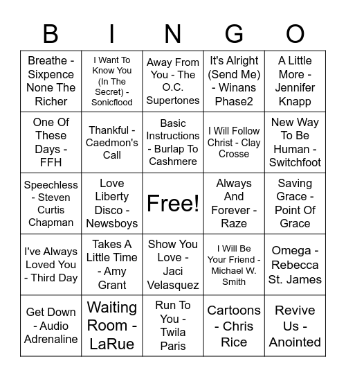 WOW WORSHIP 2000 Bingo Card