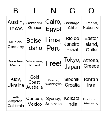 P8 World Tour Bingo Card
