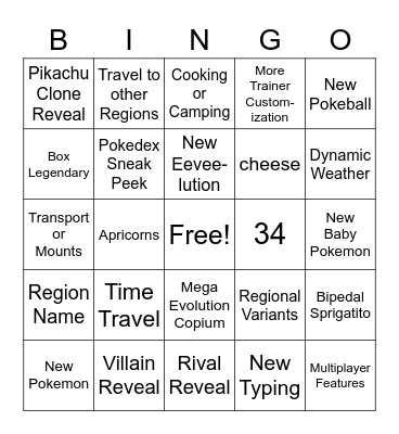 Scarlet/Violet News Bingo Card