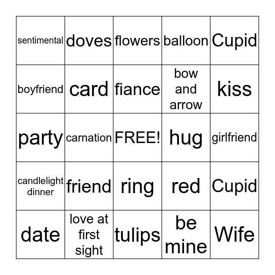 Valentine's Day Bingo Card