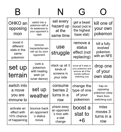 cap bingo Card