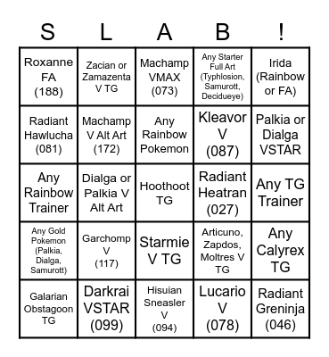 Astral Radiance Bingo! Bingo Card