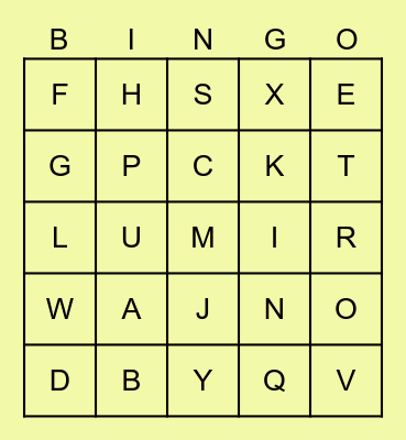 Alphabet! Bingo Card