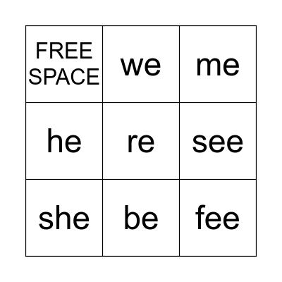 Long E Bingo Card