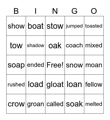 C - oa ow ed Bingo Card