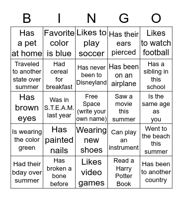 Find someone who... Bingo Card