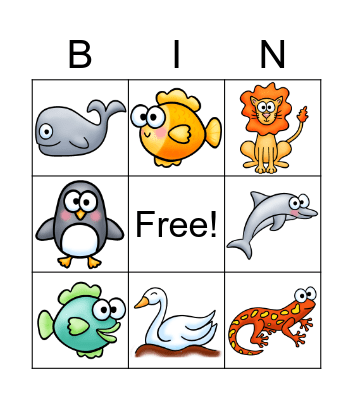 Wild Animal Bingo Card