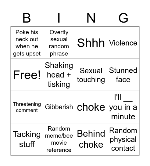 Hannan's Bingo Card