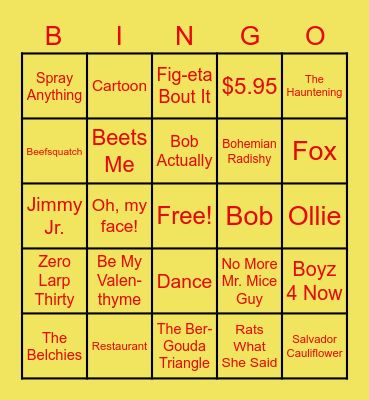 BOB'S BURGERS Bingo Card