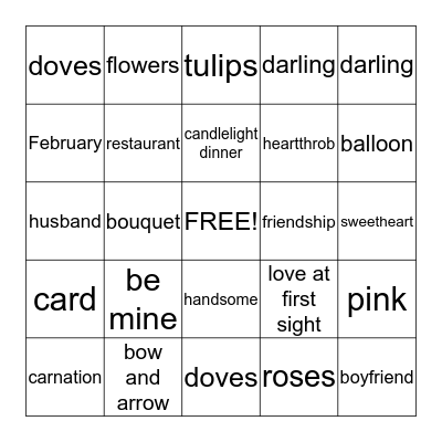 Valentine's Day Bingo Card