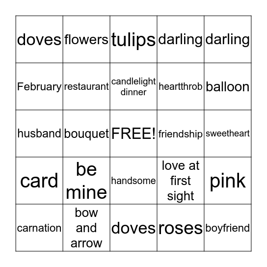 Valentine's Day Bingo Card