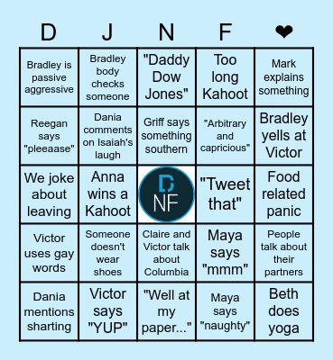 DJNF Multiplatform Editing Bingo Card