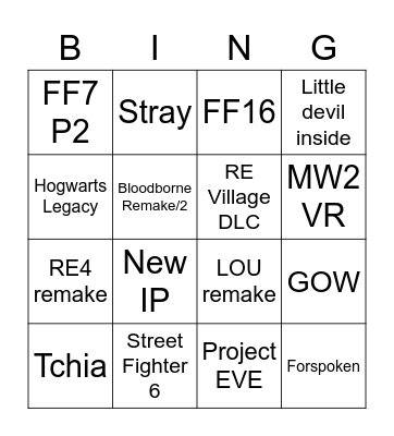 SOP Bingo Card