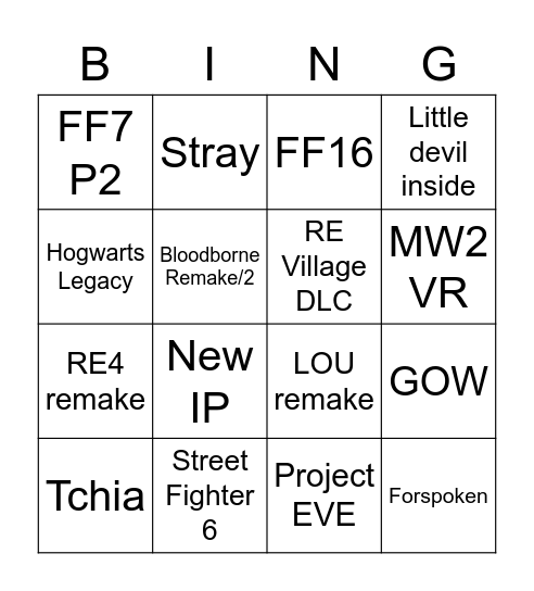 SOP Bingo Card