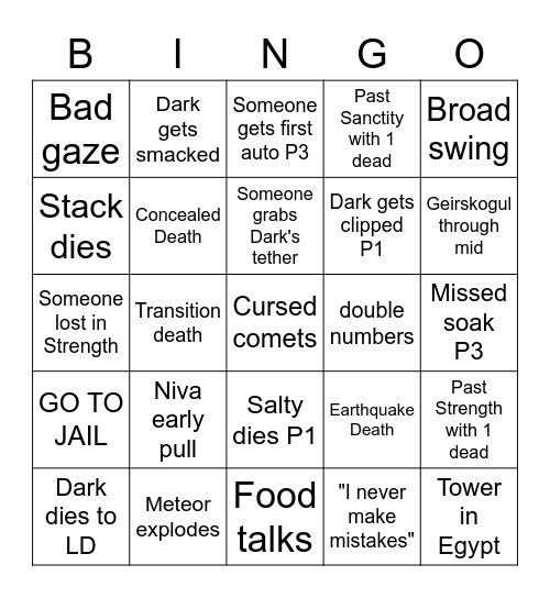 Dragonsong Prog Bingo Card