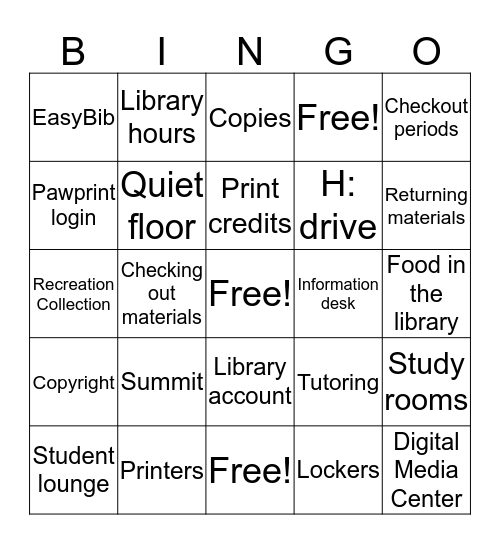 Library Bingo! Bingo Card