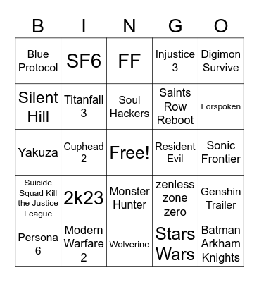 Summer Games Fest Bingo Card