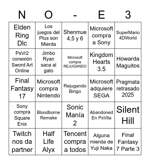 Rejugando Bingo Card