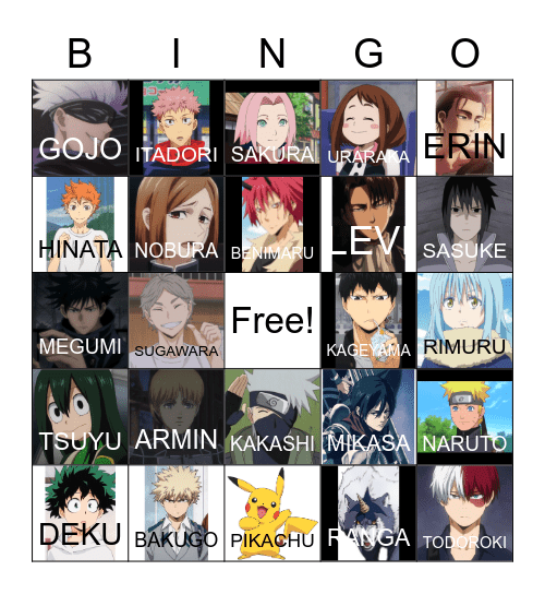 Anime Bingo Card