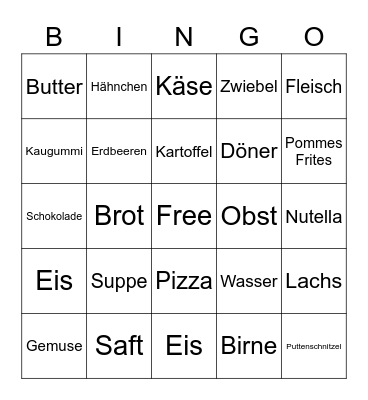 Deutsch Essen Bingo 7vz Bingo Card
