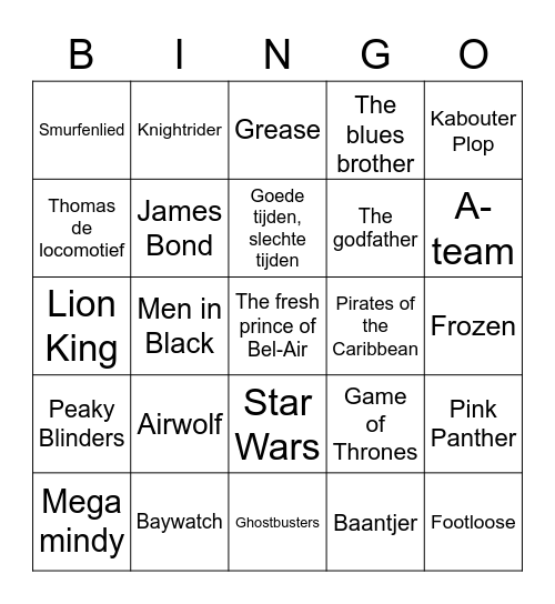 muziek bingo team Beheer Bingo Card