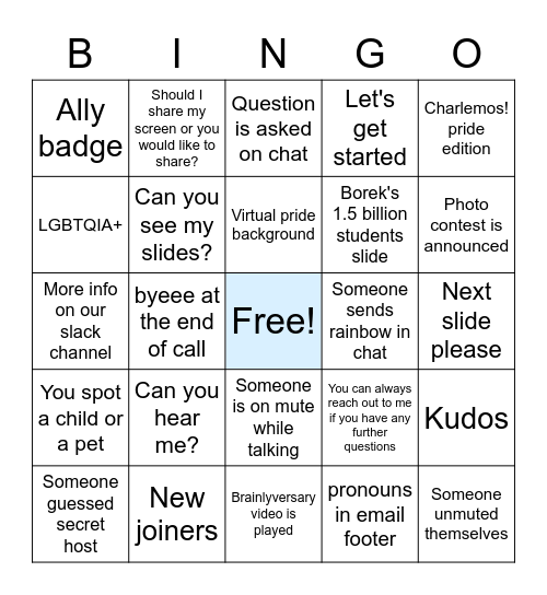 PRISM Bingo Card