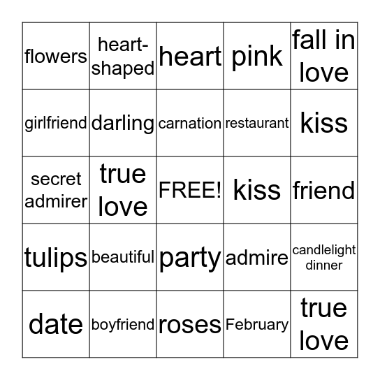 Valentine's Day Bingo Card