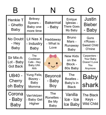 Baby Bingo Card