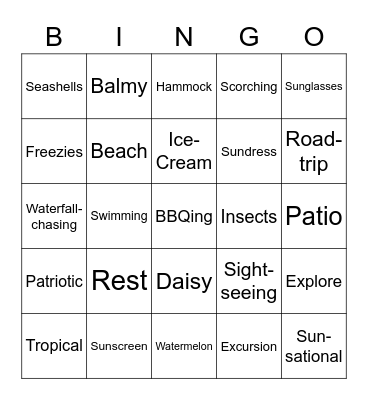 Summer Lovin' Bingo Card
