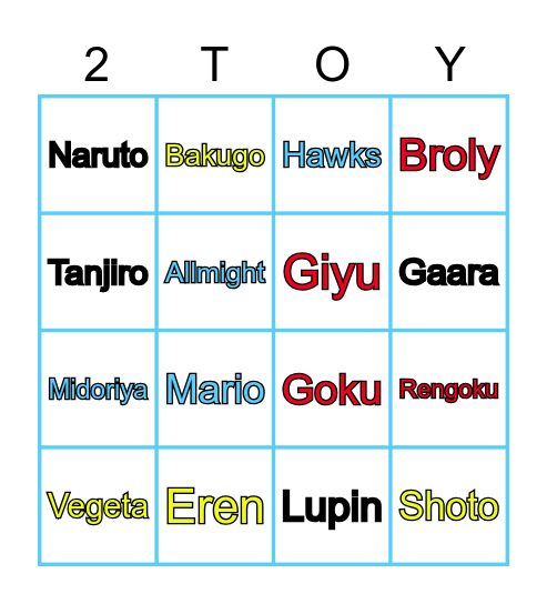 2Toy Store 2nd Anniversary Live Bingo Day Bingo Card