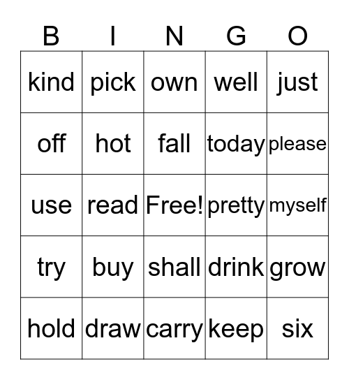 Red List Bingo Card