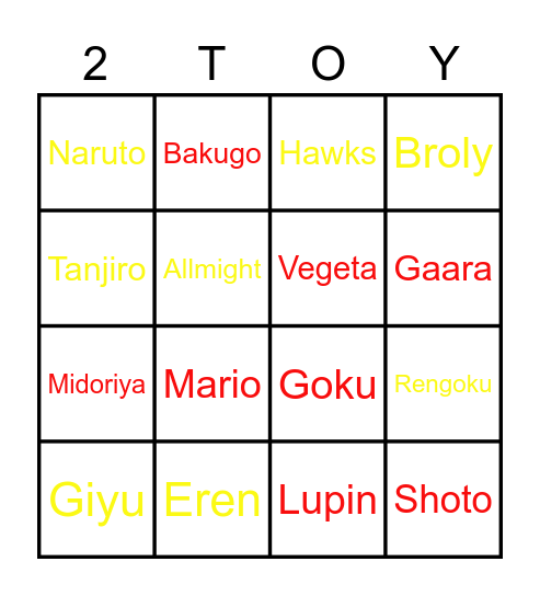 2Toy Store 2nd Anniversary Live Bingo Day Bingo Card