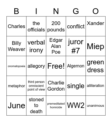 End of the Year review Bingo Card