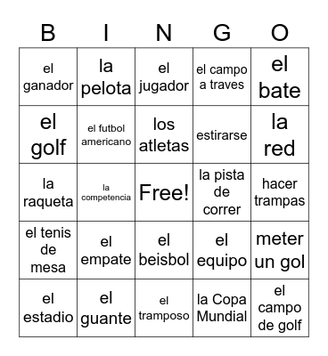LOS DEPORTES Bingo Card
