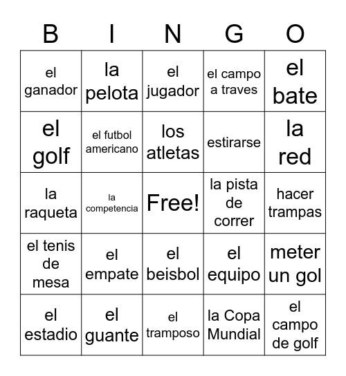 LOS DEPORTES Bingo Card