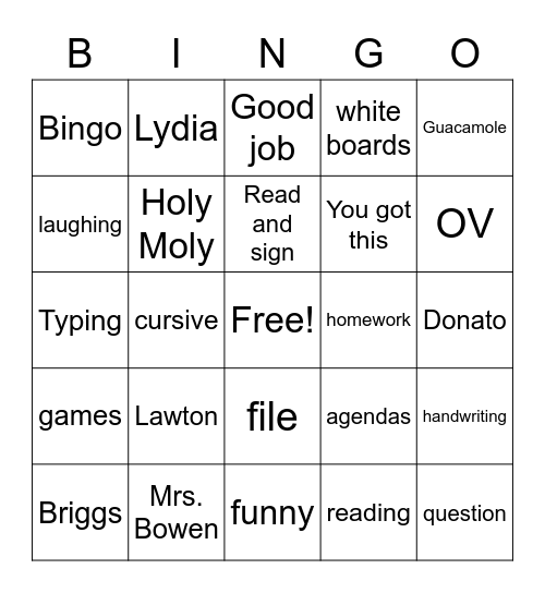 Last day of PIE Bingo Card