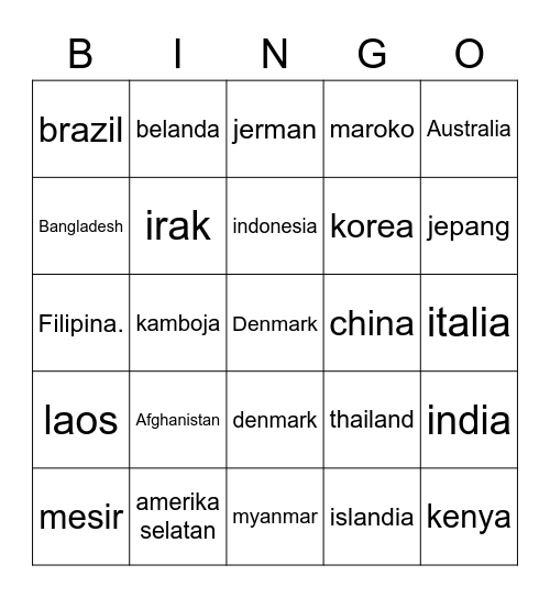 JENO GANS Bingo Card