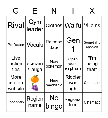 Pokemon Scarlet & Violet Bingo Card