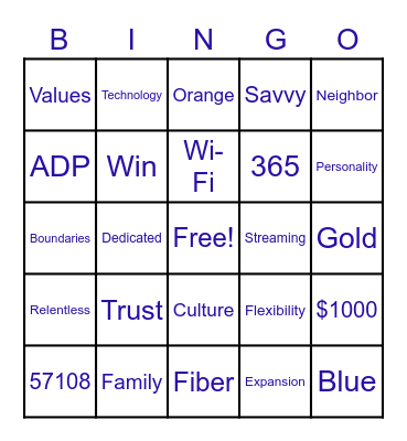 Bluepeak Bingo Card