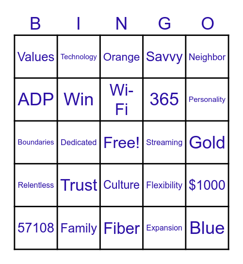 Bluepeak Bingo Card