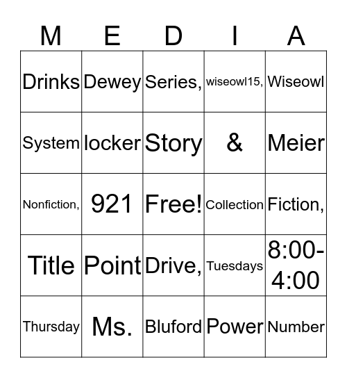 Media Bingo Card